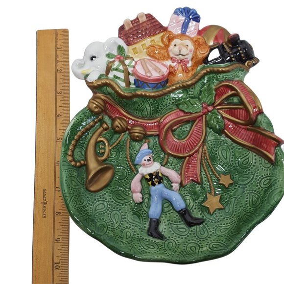 Vintage Fitz & Floyd Ceramic Serving Plate Christmas Holiday Cookie Snack Canape - Picture 8 of 8